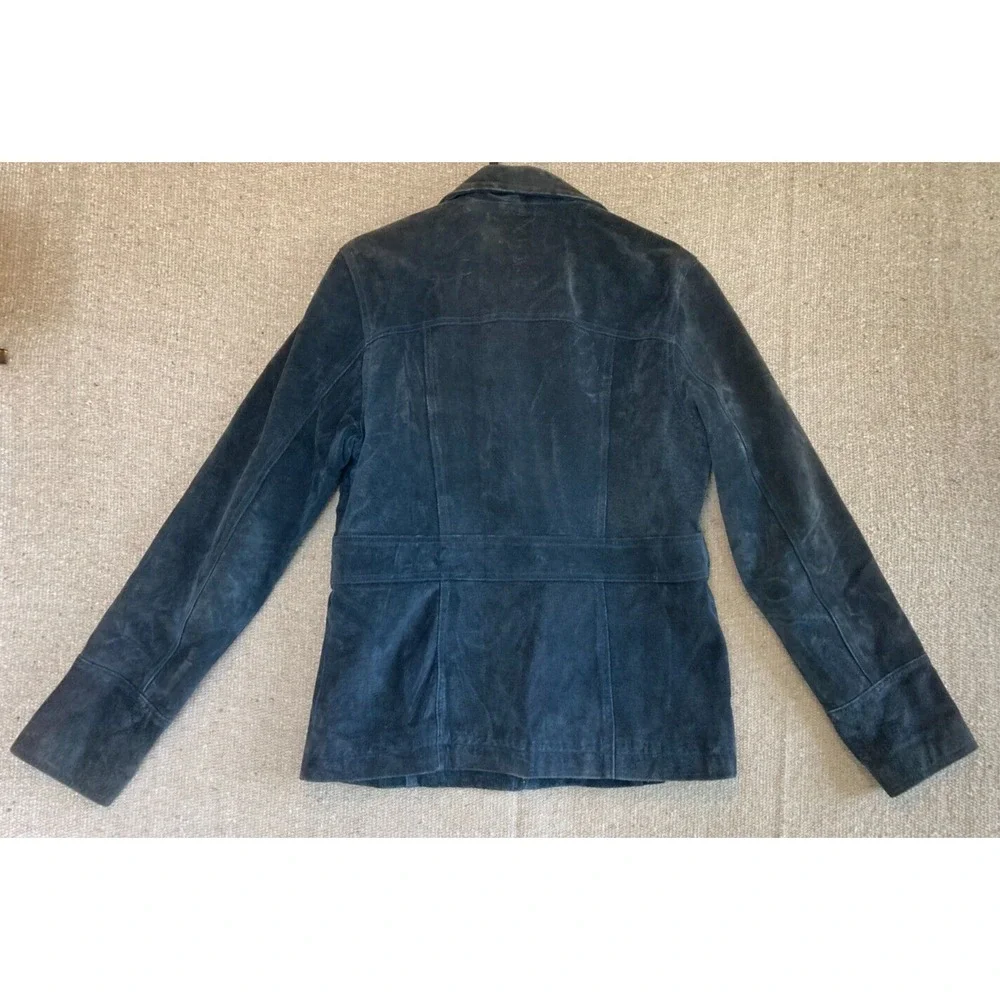 Womens‎ Sz Medium WILSONS LEATHER Maxima Suede Leather Jacket Navy Blue